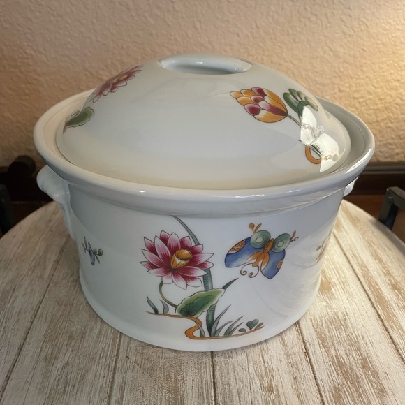 Louis Lourioux France Le Faune Floral & Butterfly Porcelain Covered Dish - Picture 14 of 14